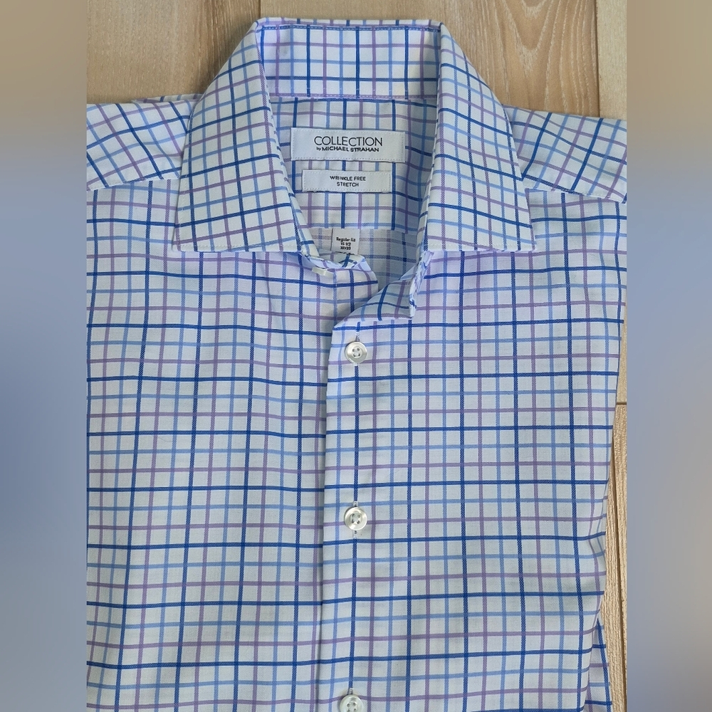 Collection by Michael Strahan Men's Button Up Wrinkle Free Stretch Shirt 15 1/2
